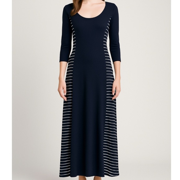 Calvin Klein black & white 3/4 sleeve maxi form fitting dress SZ 4 semi-formal - Picture 1 of 7